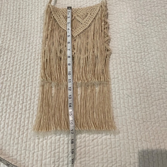 Macrame Ivory Crossbody Purse with Fringe - Picture 5 of 9